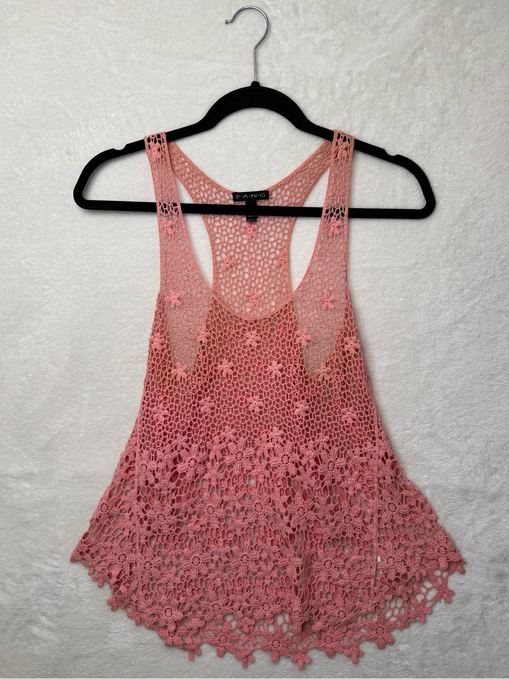 FANG - Pink Crochet Racerback Tank